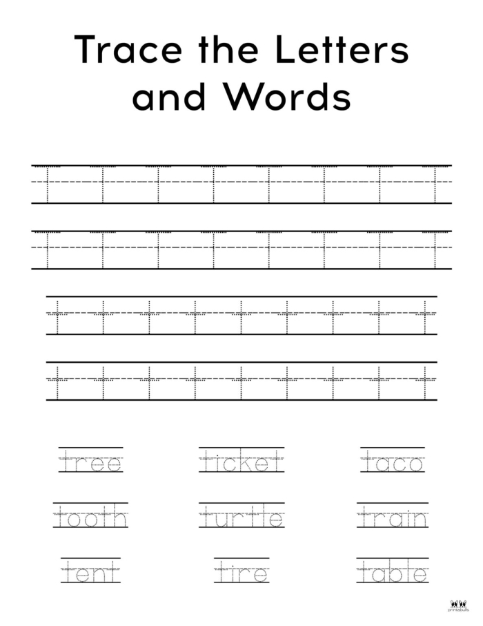Worksheet featuring words that begin with the letter T for young learners