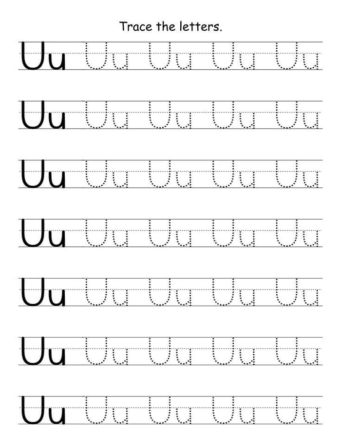 Worksheet for identifying words that begin with the letter U for young learners