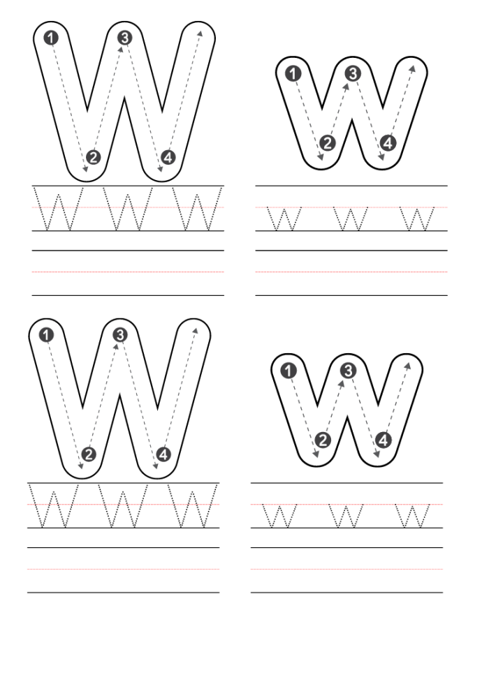 Letter W worksheet for Pre-K students to identify words starting with the letter W