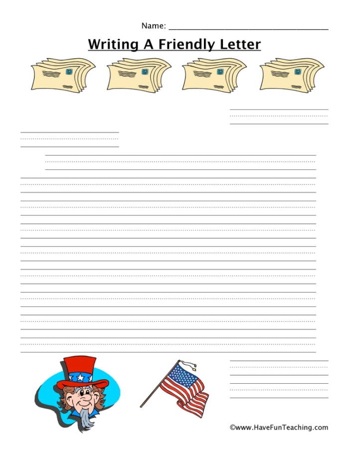 Second grade worksheet for writing a letter to the President with fill-in-the-blank prompts