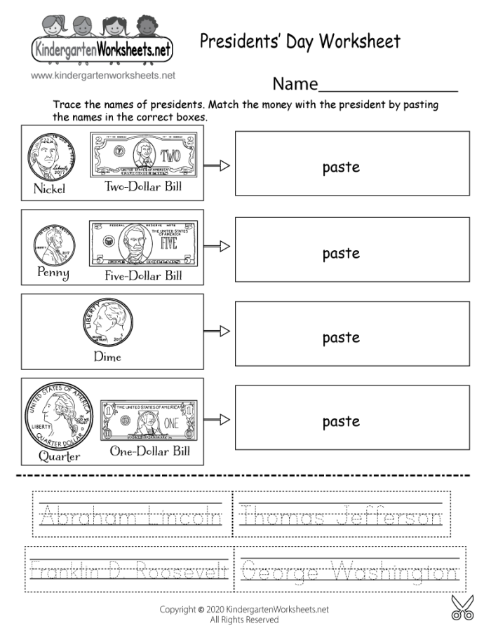 Second grade fill-in-the-blanks worksheet for writing a letter to the President