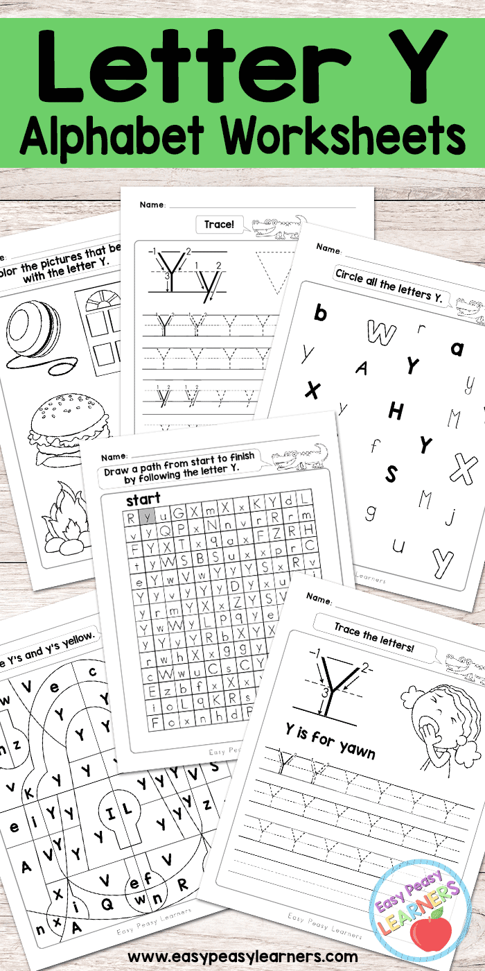 Worksheet activity for preschoolers focusing on words that begin with the letter Y