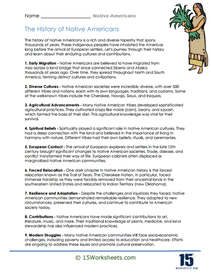 Worksheet on Native American interactions in Lewis and Clark's journey west Illustration of Native American tribes encountered by Lewis and Clark during their expedition