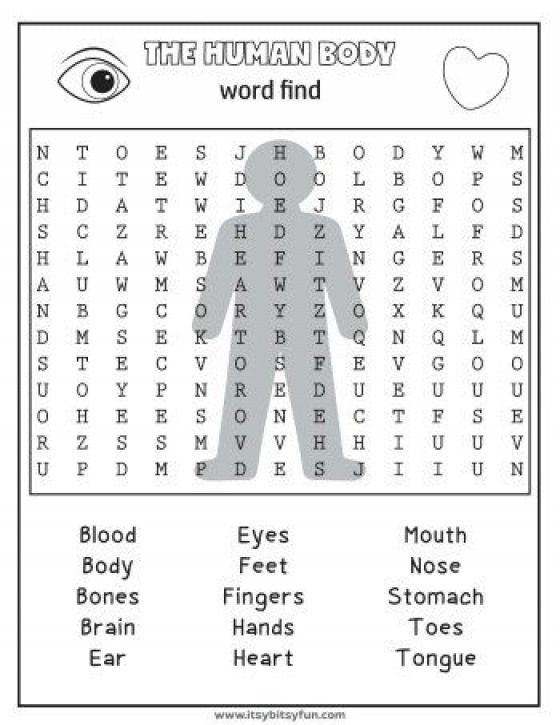 Life Science Crossword worksheet featuring body systems vocabulary and definitions for third graders