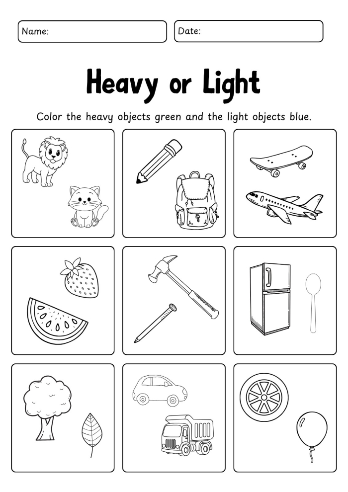 Worksheet exploring light and color concepts for third graders