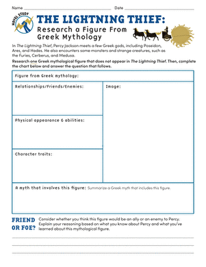 Exploring dialogue and literary techniques in Rick Riordan's novel through a reflective worksheet Worksheet analyzing characters' dialogue in The Lightning Thief for sixth-grade students