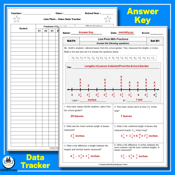 Fifth grade students graphing snowfall measurements using fractions on a line plot worksheet