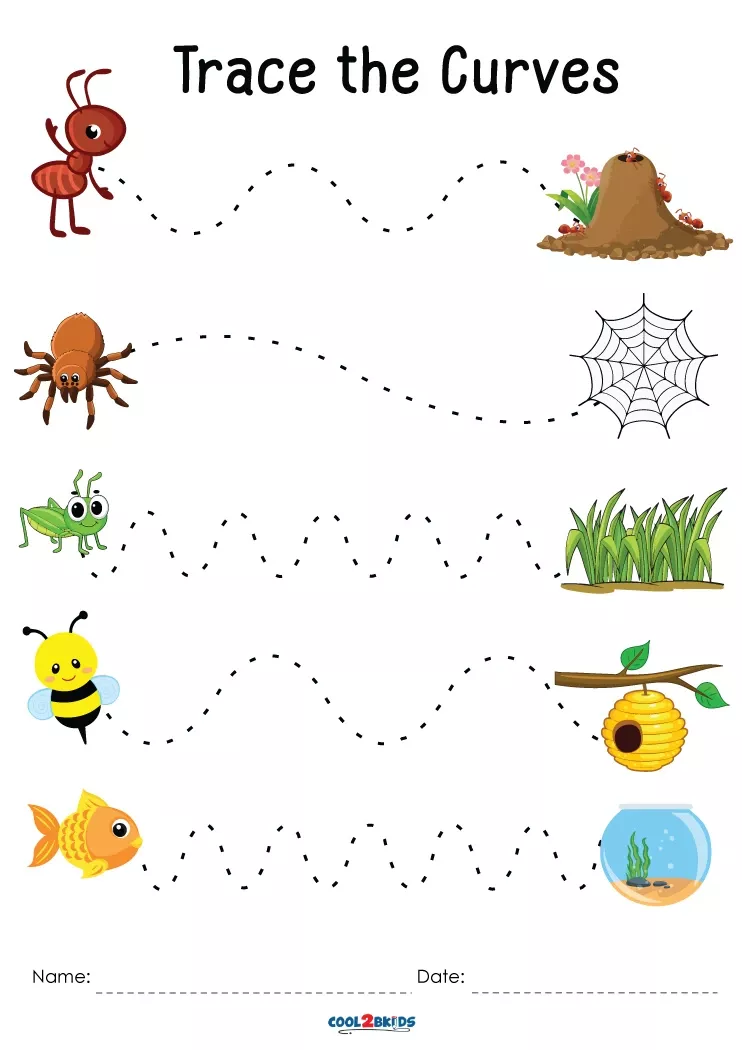 Line Tracing: Fun with Horizontals worksheet for early fine motor skill development Worksheet displaying a line tracing activity for preschoolers focusing on horizontal lines