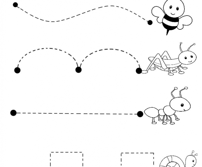 Line Tracing: Fun with Horizontals activity for Pre-K learners Worksheet featuring a preschooler tracing horizontal lines to match objects for fine motor skill development