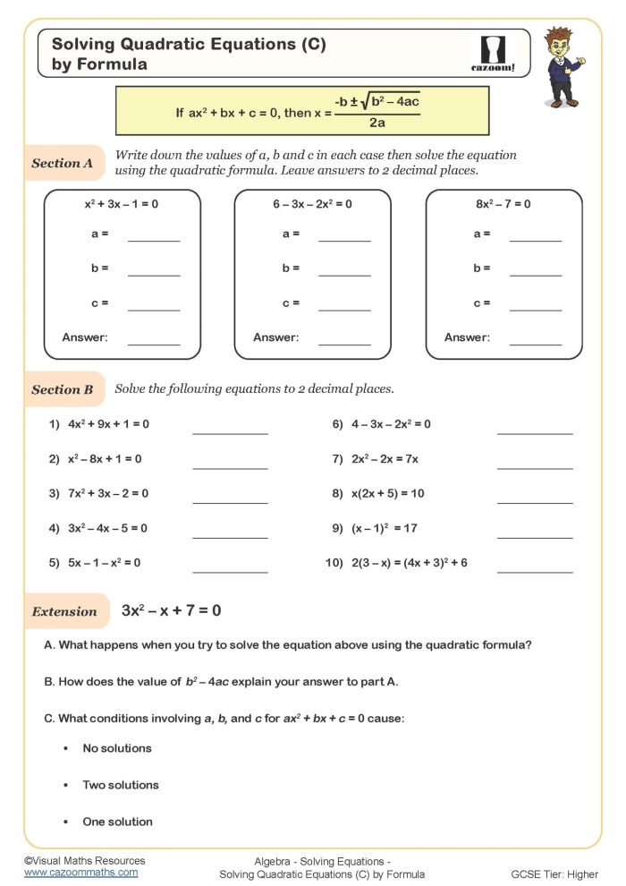 Solutions to Linear Equations Worksheet for Eighth Grade Algebra Practice 11 Eighth grade math student solving for the number of solutions to linear equations on a worksheet