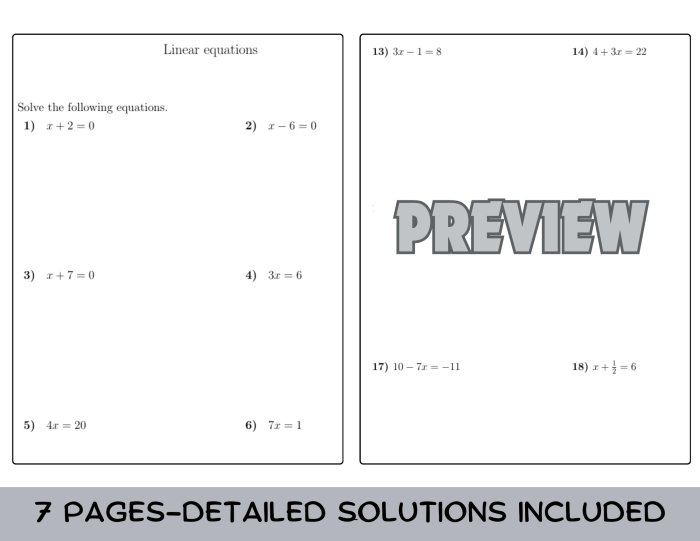 Finding Solutions to Linear Equations Practice Activity for Middle School Math Eighth grade student solving linear equations to determine the number of solutions on a practice worksheet