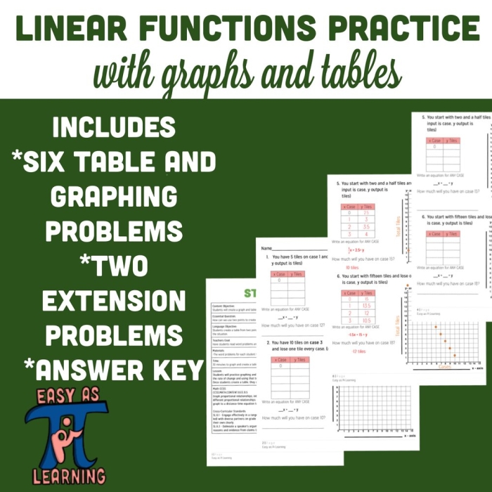 Identify Linear and Nonlinear Functions From Tables Worksheet - Image 22 Worksheet showcasing the identification of linear and nonlinear functions from tables for eighth-grade students