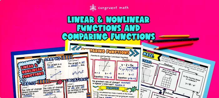 Eighth grade student analyzing a graph to determine if the function is linear or nonlinear on a worksheet