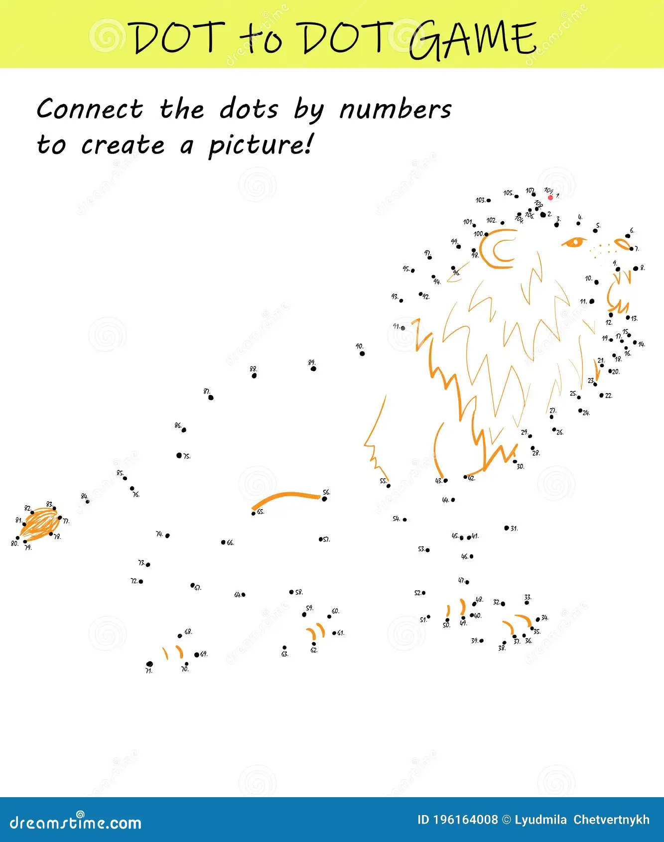 First grade math worksheet featuring a connect the dots puzzle from 1 to 50 to reveal a friendly lion