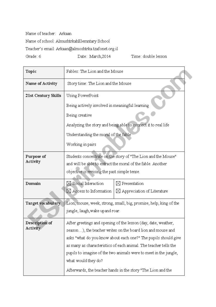 Second grade students practice writing and identifying the moral of the Lion and the Mouse fable on this educational worksheet