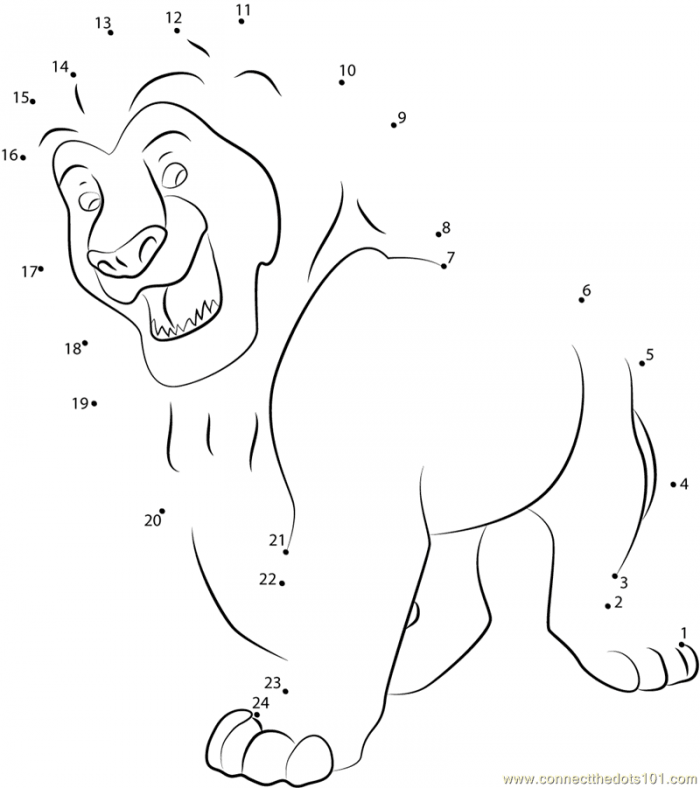 First grade math worksheet with a lion connect the dots activity numbered 1 to 50