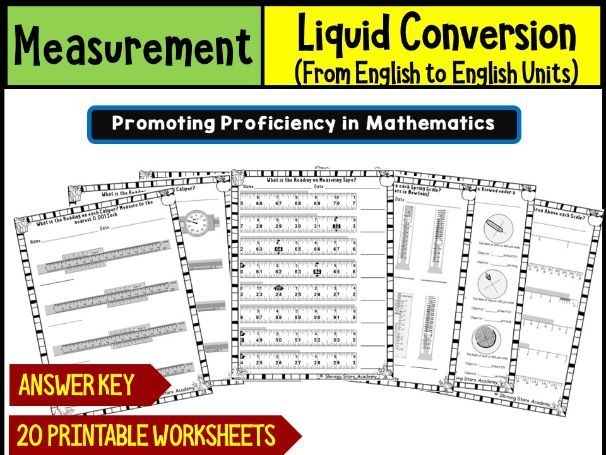Time and Money worksheet for Fifth Grade Liquid Measure Conversion worksheet featuring cups, pints, quarts, and gallons for fifth graders. Practice sheet for learning liquid measurement conversions in cooking and math.