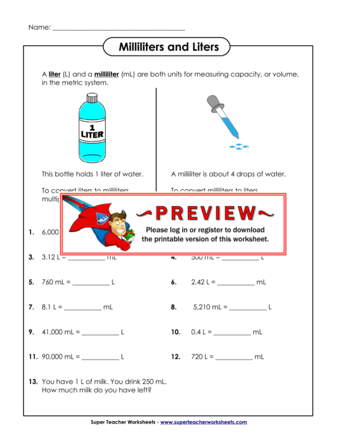 How Much is One Liter Worksheet Page 4 Third grade student completing a worksheet about measuring liquid volume in liters