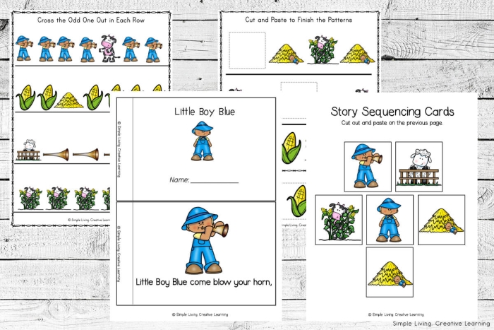 Engaging worksheet inspired by Mother Goose's classic tale for young learners Little Boy Blue worksheet featuring reading comprehension questions for kindergarten students