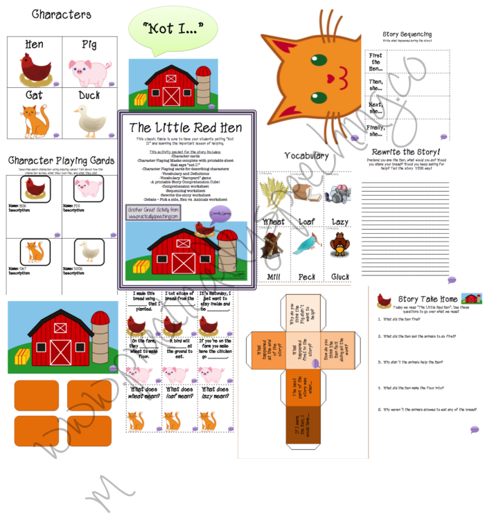 The Little Red Hen stick puppet craft for Pre-K Earth and Space Science students