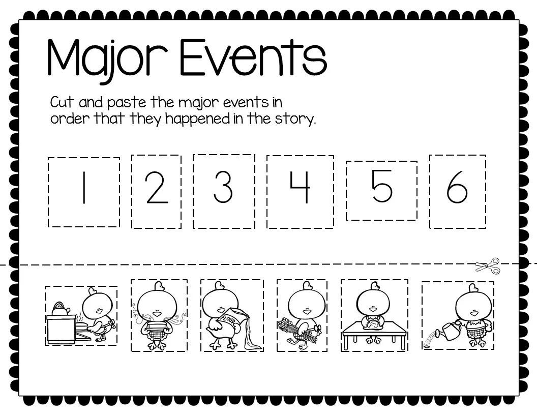 Pre-K Earth and Space Science worksheet featuring stick puppet characters from The Little Red Hen story