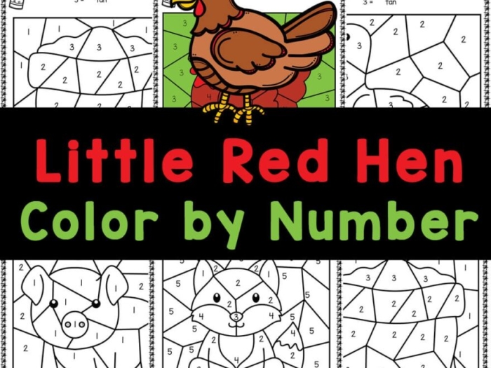 Stick puppets of characters from The Little Red Hen story arranged for a puppet show performance