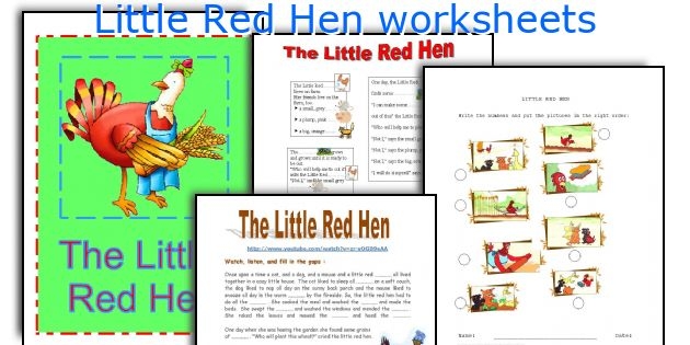 A colorful worksheet showing stick puppet cutouts of a hen and wheat for the Pre-K Earth and Space Science story activity