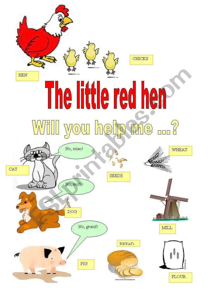 The Little Red Hen stick puppet craft activity for preschool storytelling and performance