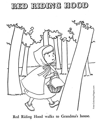 Color the Little Red Riding Hood scene for a fun addition activity in Pre-K