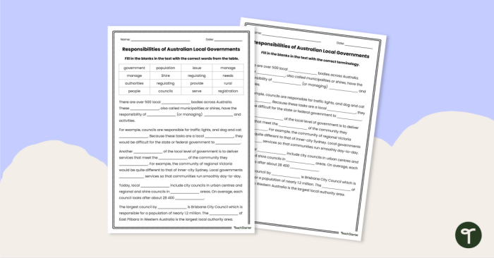 Local Government for Kids Worksheet Lesson 20 Second grade students filling out a local government worksheet about city officials and community services