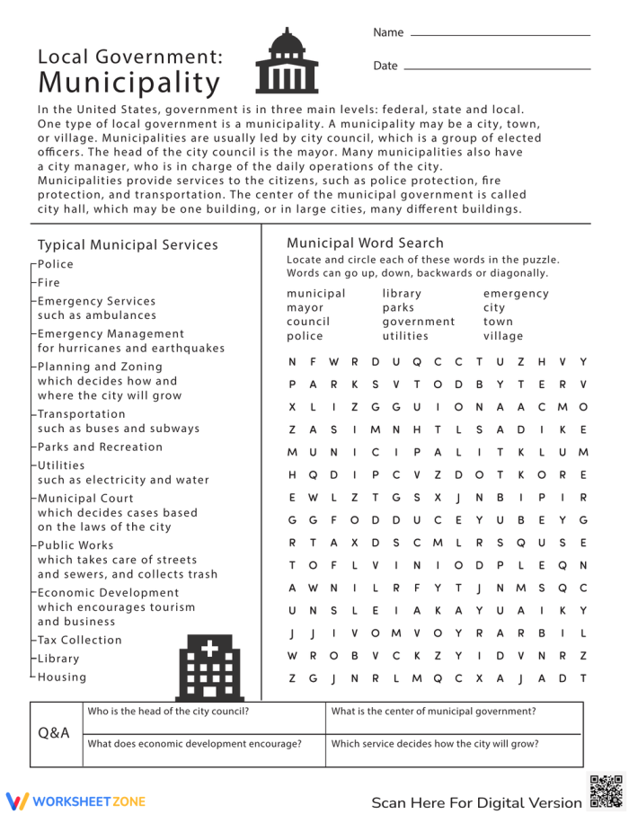 Local Government Investigation Worksheet for Elementary Learners Second grade students solving local government questions and activities to learn about their community leaders and services