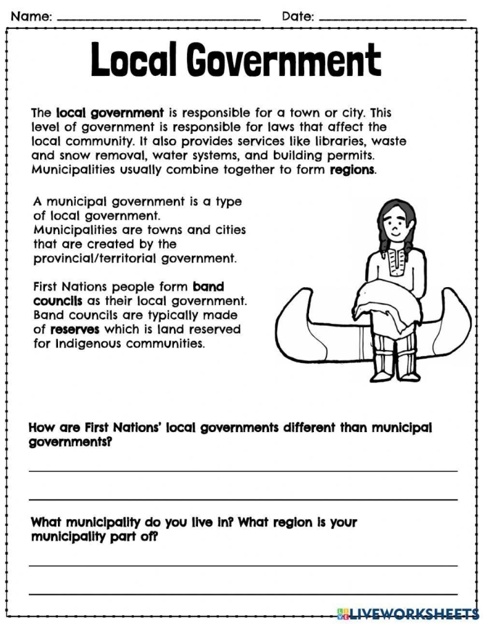 Local Government Investigation Worksheet for Elementary Readers Second grade students solving local government questions on a worksheet with deduction activities