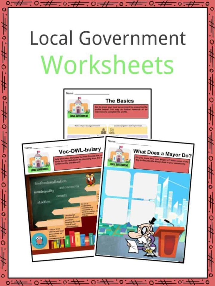 Local Government for Kids Worksheet Activity 22 Second grade students answering questions on a local government investigative worksheet