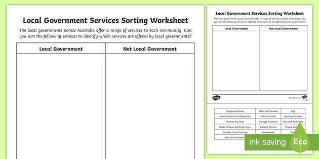 Local Government for Kids Worksheet 17 Reading Exercise Second grade students completing a worksheet about local government roles and responsibilities