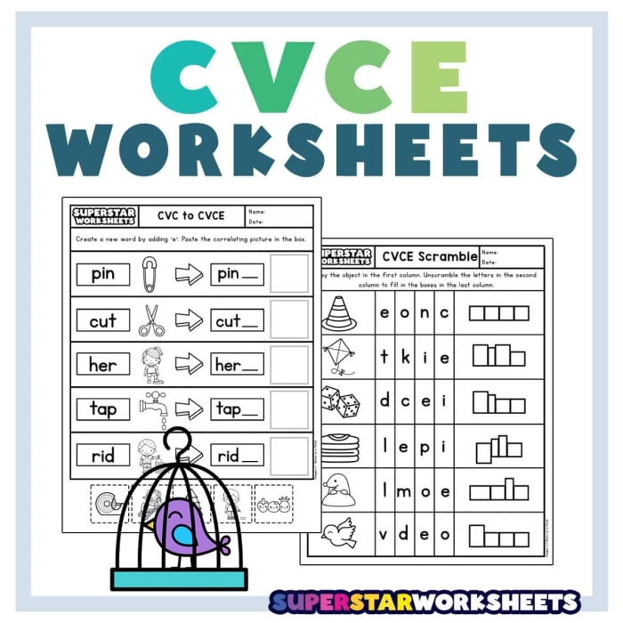 First grade student using dice to complete a Long A CVCe word building phonics worksheet