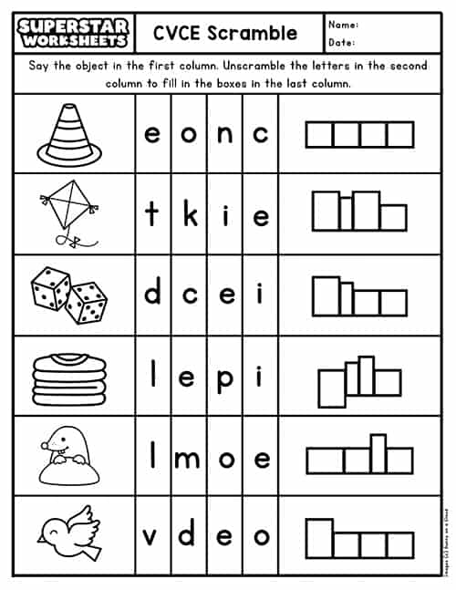 Roll a Word: Long A CVCe worksheet for First Grade