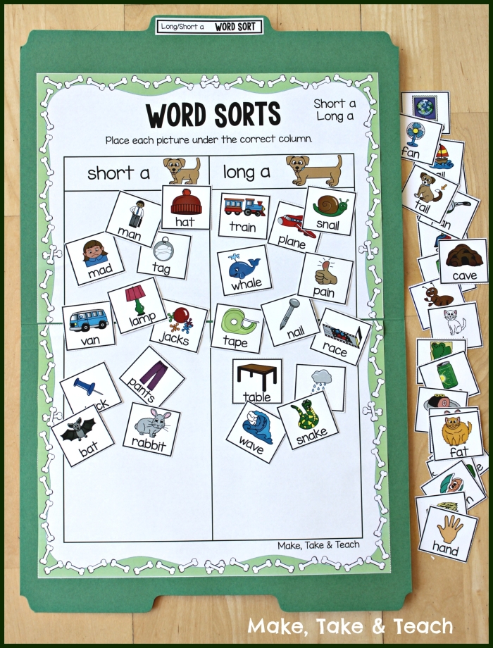Second Grade Long A Vowel Word Sort worksheet for geometry practice Children engaging in a Long A vowel word sorting activity on a worksheet