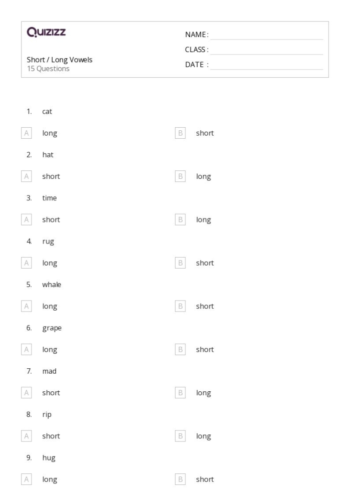 Long vowels worksheet featuring the long A sound in "train" for first graders