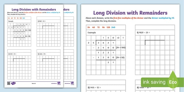 Engaging long division practice sheet for fifth grade students to enhance their learning experience Long division worksheet designed to help fifth graders improve their skills with colorful visuals