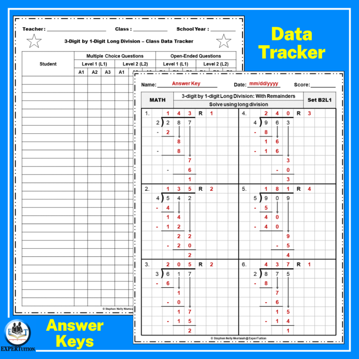 Lenny the Whale Long Division Muncher Activity Worksheet 19 Fourth grade student solving long division problems to feed the whale with remainders on worksheet 19