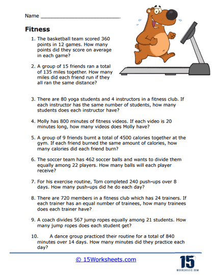 Long Division Word Problems Worksheet 17 for Fourth Grade Geometry Practice Fourth grade math worksheet featuring long division word problems and space for equations