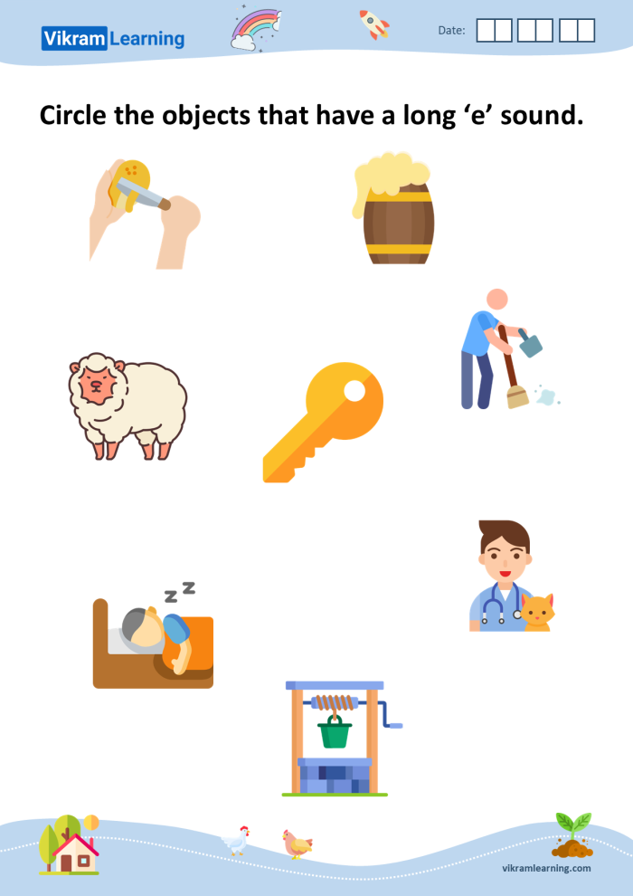 Long "e" Sound worksheet for Second Grade