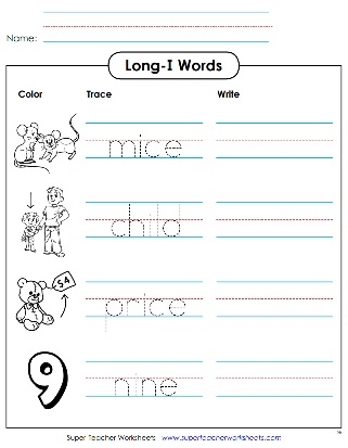 Long I Sound Phonics Worksheet for First Grade Activity 11 First grade worksheet featuring exercises for students to practice reading and writing long i sound words in sentences