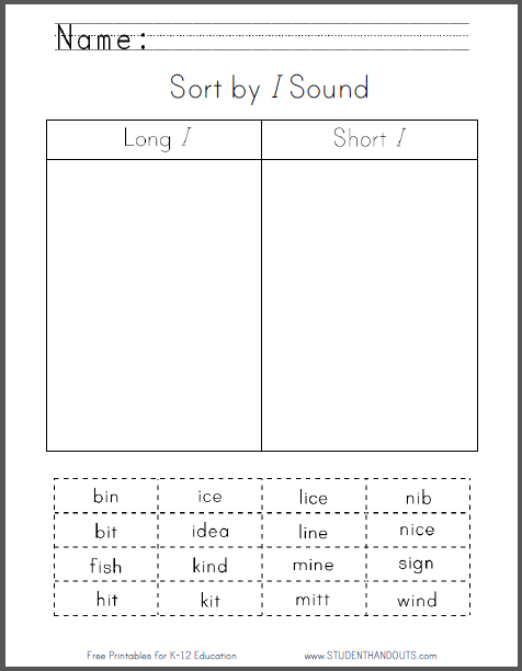 Interactive activity for practicing long "i" sound vocabulary completion Long "i" Sound worksheet for second graders with fill-in-the-blank sentences