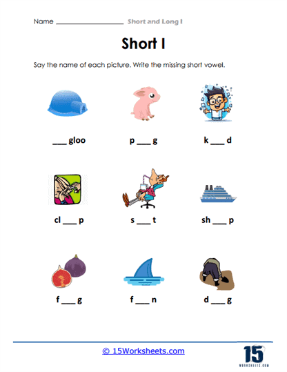Worksheet image featuring sentences that require long "i" sound word choices Long "i" sound worksheet for second graders with fill-in-the-blank sentences