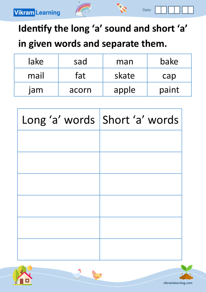 Interactive exercise page featuring sentences that focus on the long "i" sound Long "i" sound worksheet for second graders with blank sentences for word completion