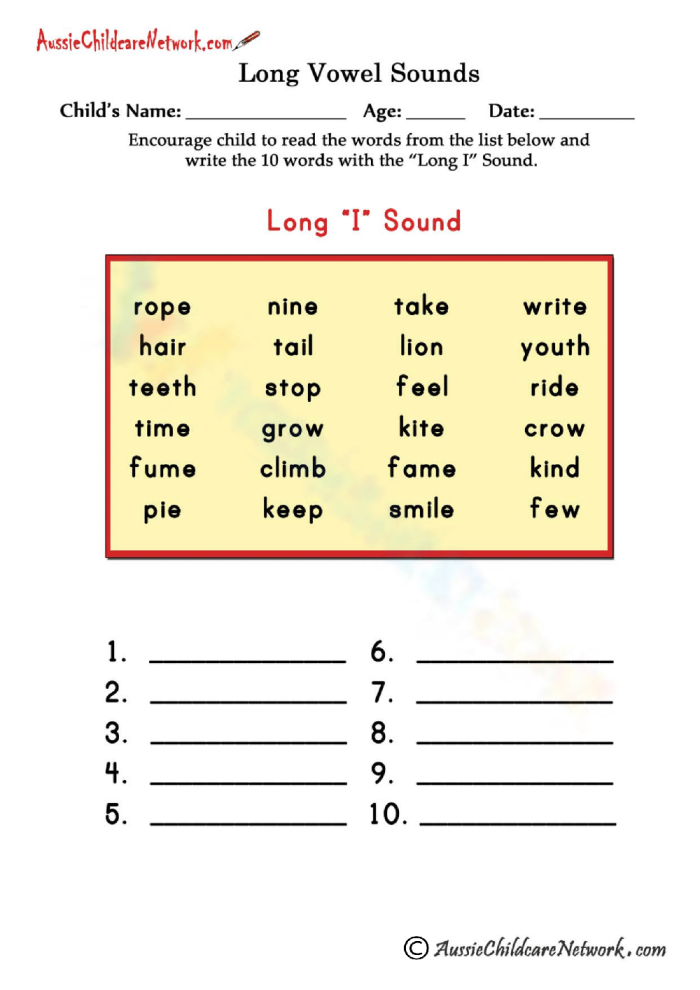 Long "i" sound completion activity for social studies skills in second grade Worksheet featuring sentences with missing words that have the long "i" sound for second graders