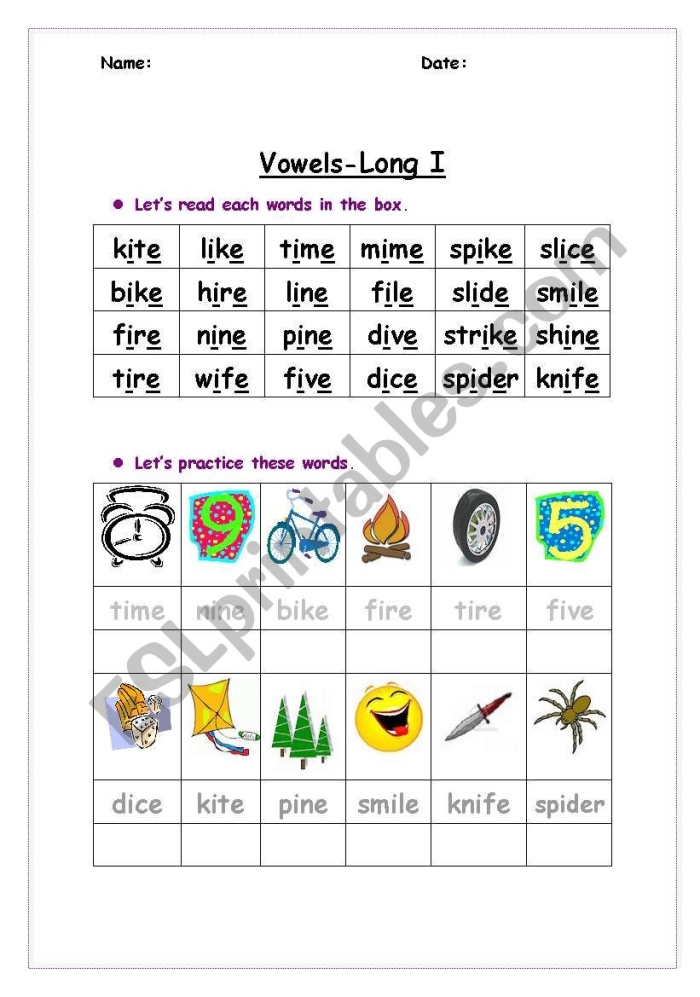 Engaging activity for children to practice the long "i" sound in social studies context Long "i" Sound worksheet for second graders featuring sentences with missing words