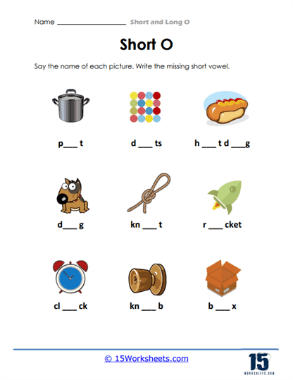 First grade long o sound worksheet activity with word box for completing sentences and practicing vowel patterns