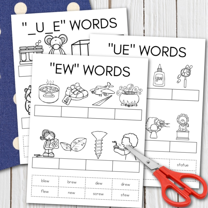 Long "u" sound worksheet for second graders focusing on vowel recognition and spelling. Educational resource for teaching long-vowel patterns in addition activities.